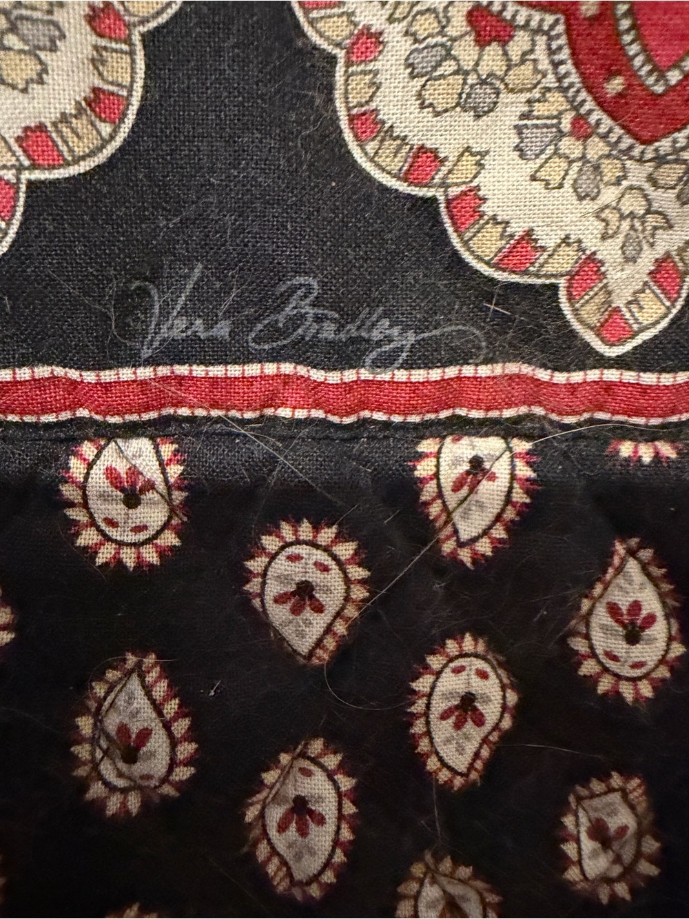 Vera Bradley Quilted Black & Red Patterned Tote Bag - Picture 3 of 3